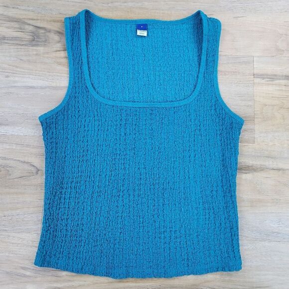 🔺️Old Navy Teal Square Neck Textured Sleeveless Top Small - Picture 3 of 11